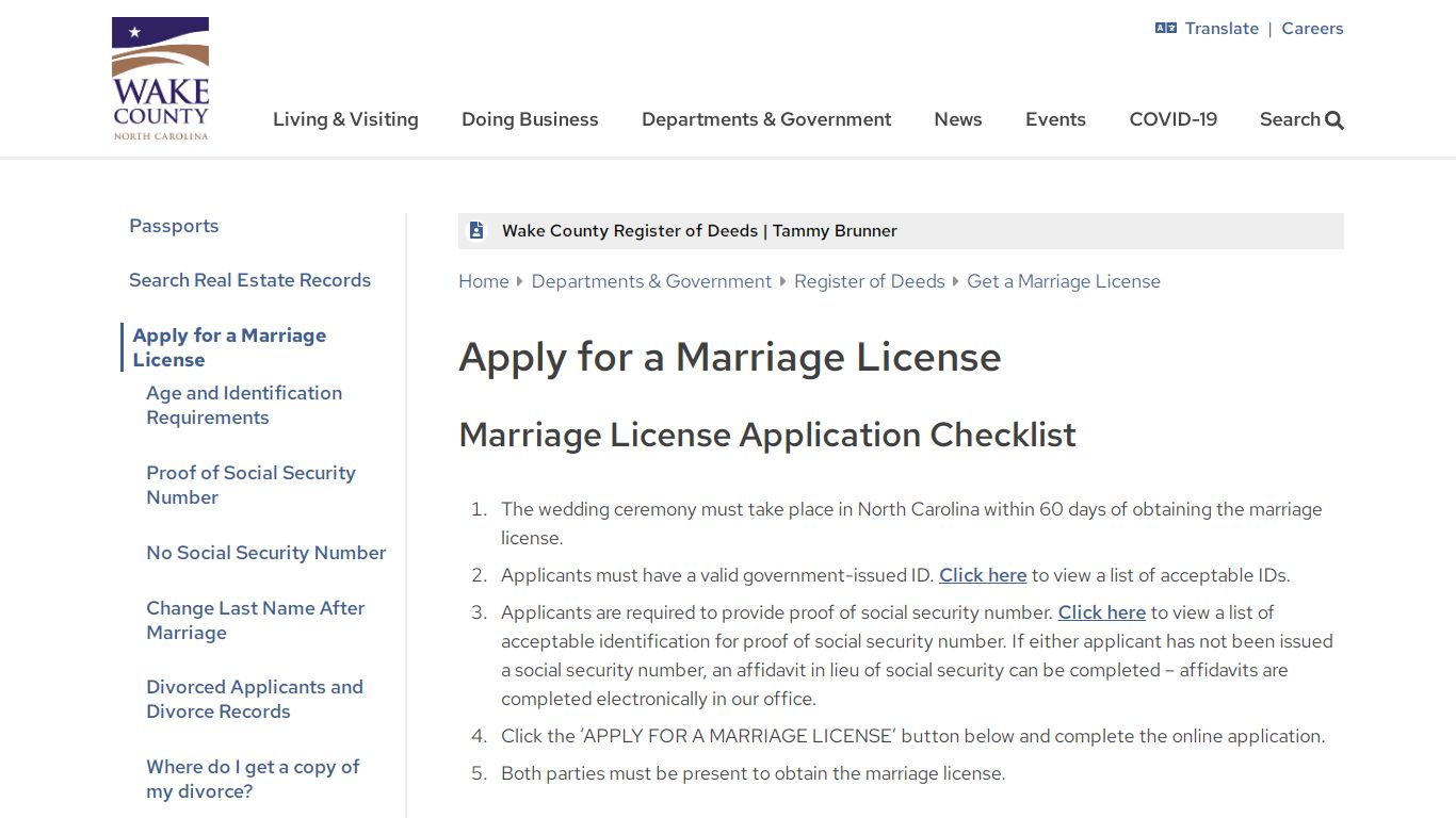 Apply for a Marriage License | Wake County Government