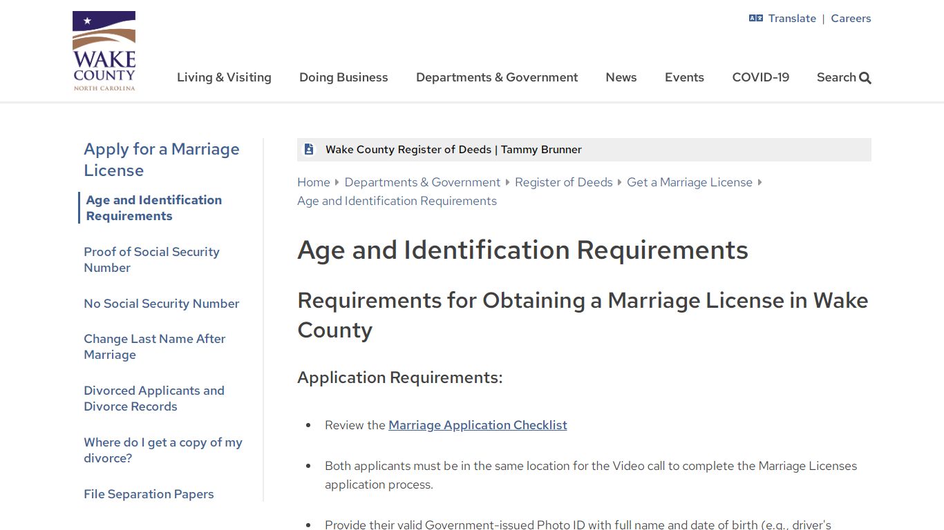 Age and Identification Requirements | Wake County Government